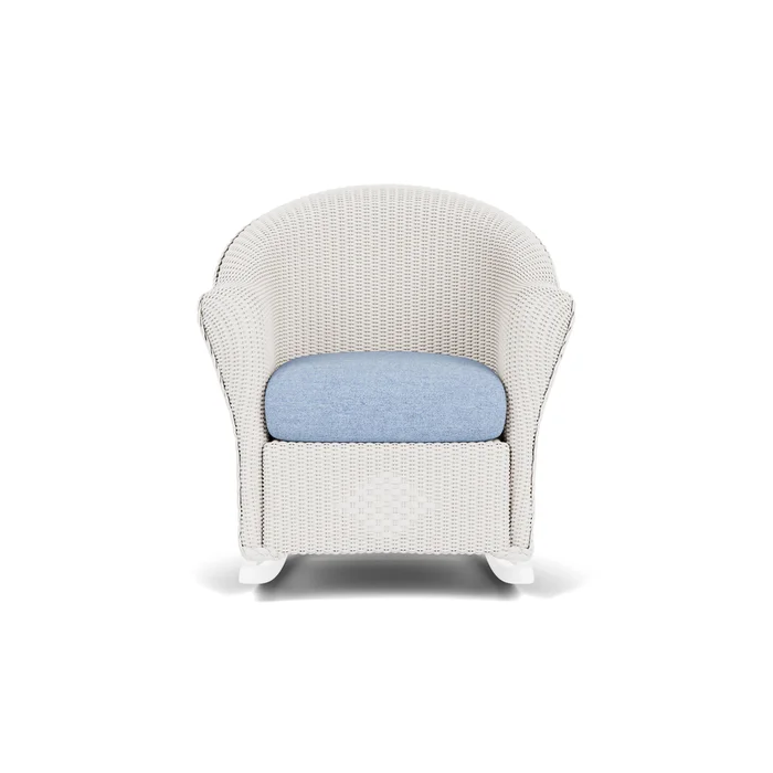 lloyd flanders reflections porch rocker in white finish with demo skyway fabric grade b