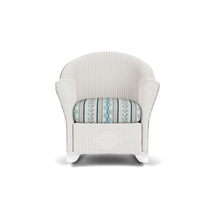 lloyd flanders reflections porch rocker in white finish with ilona resort fabric grade c