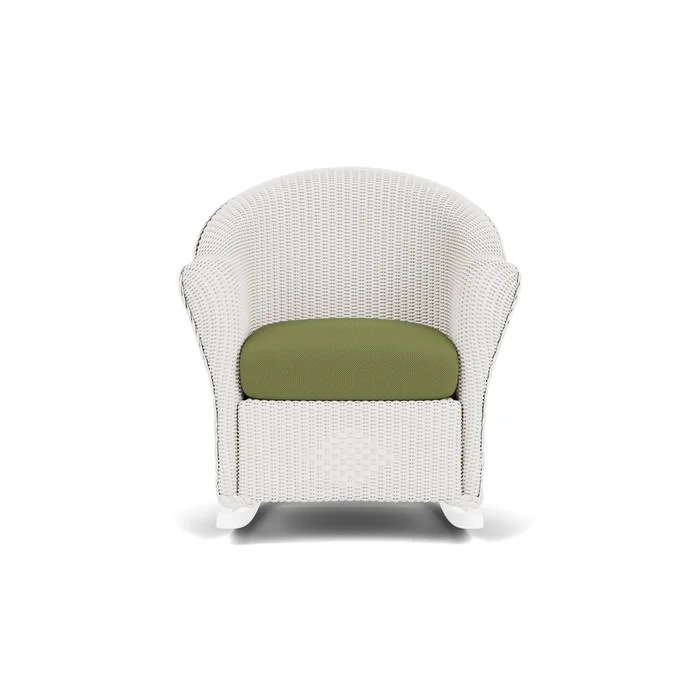 lloyd flanders reflections porch rocker in white finish with reflections grass fabric grade b