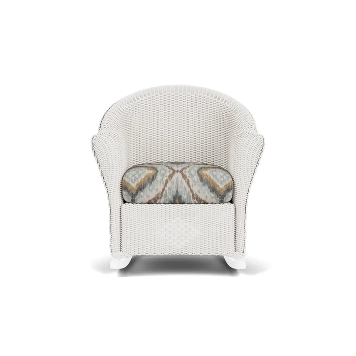 lloyd flanders reflections porch rocker in white finish with yoko mist fabric grade d