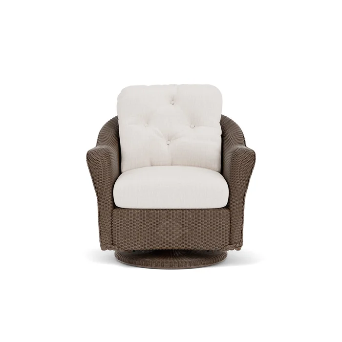lloyd flanders reflections swivel glider lounge chair in bark finish with reflections snow fabric grade b