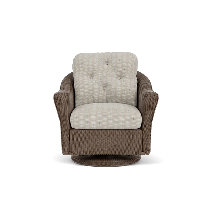 lloyd flanders reflections swivel glider lounge chair in bark finish with romulo mineral fabric grade c