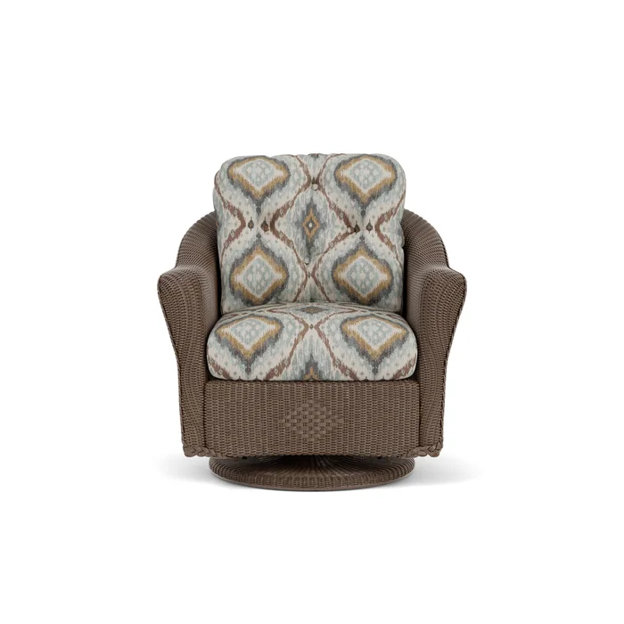 lloyd flanders reflections swivel glider lounge chair in bark finish with yoko mist fabric grade d