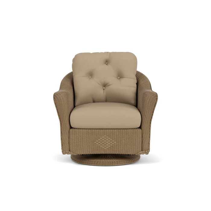 lloyd flanders reflections swivel glider lounge chair in fawn finish with fife sahara fabric grade b