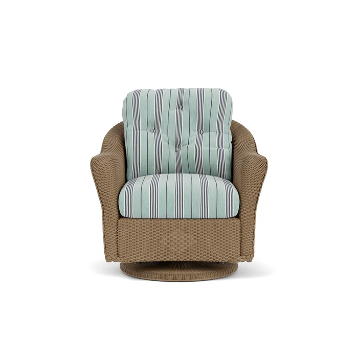 lloyd flanders reflections swivel glider lounge chair in fawn finish with hansen seaglass fabric grade b