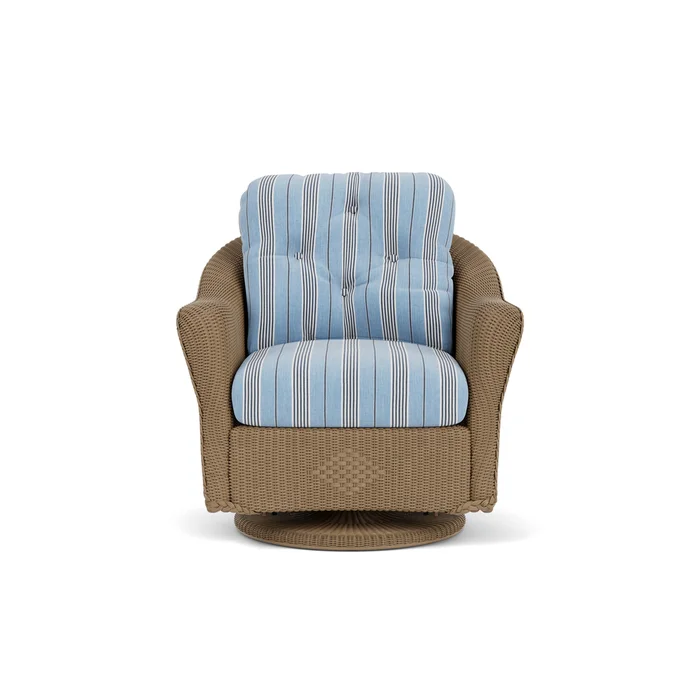 lloyd flanders reflections swivel glider lounge chair in fawn finish with hansen sky fabric grade b