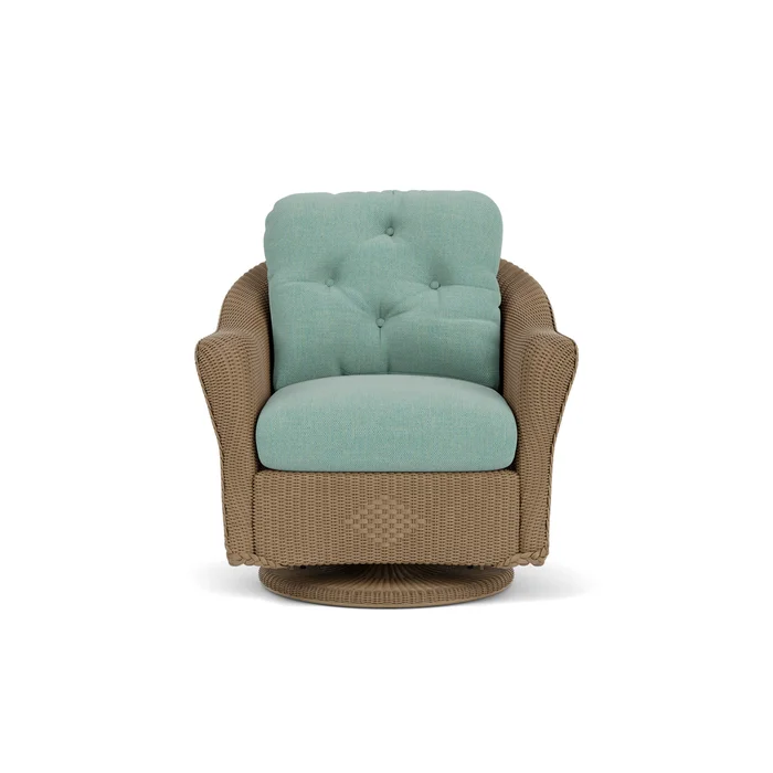 lloyd flanders reflections swivel glider lounge chair in fawn finish with pavian pool fabric grade c