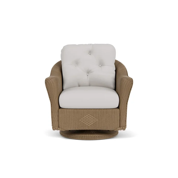 lloyd flanders reflections swivel glider lounge chair in fawn finish with sailcloth seagull fabric grade c