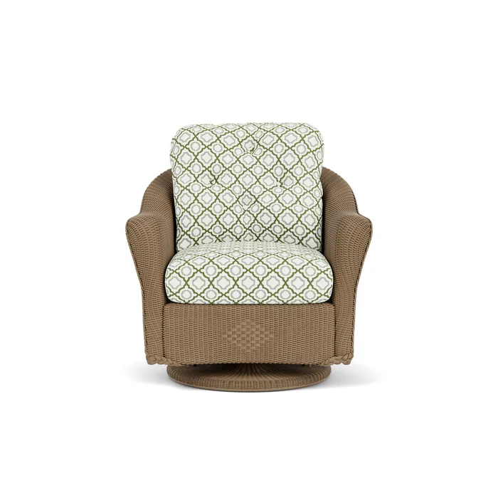 lloyd flanders reflections swivel glider lounge chair in fawn finish with savannah green fabric grade b