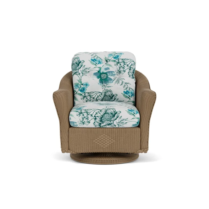 lloyd flanders reflections swivel glider lounge chair in fawn finish with serena floral mist fabric grade d