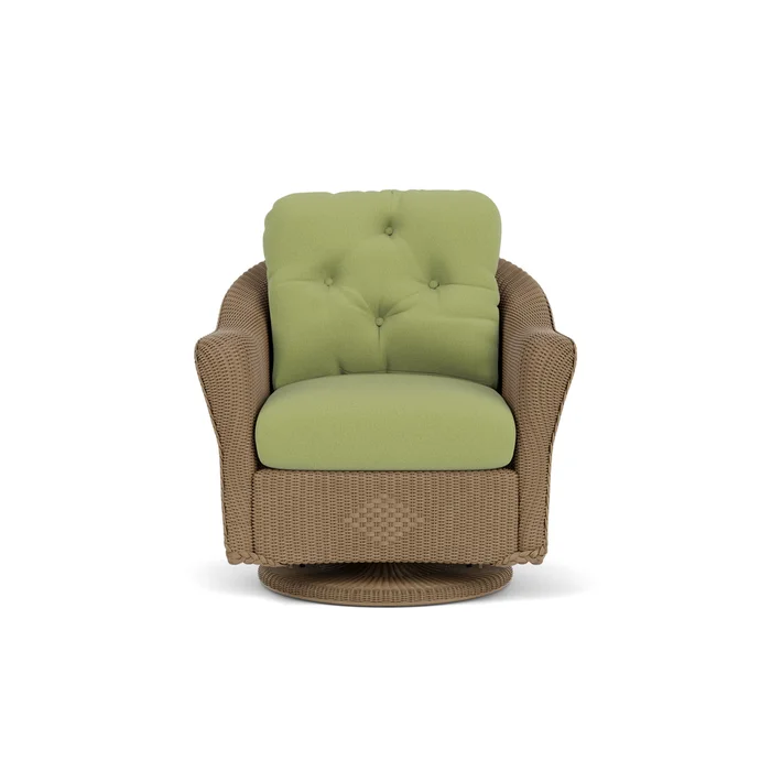 lloyd flanders reflections swivel glider lounge chair in fawn finish with unearth spring fabric grade c