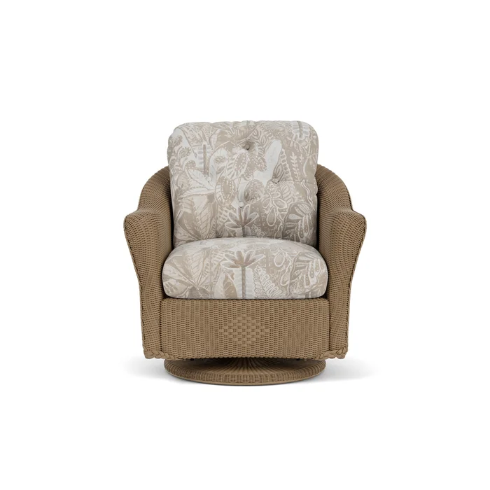 lloyd flanders reflections swivel glider lounge chair in fawn finish with wayfarer dune fabric grade d
