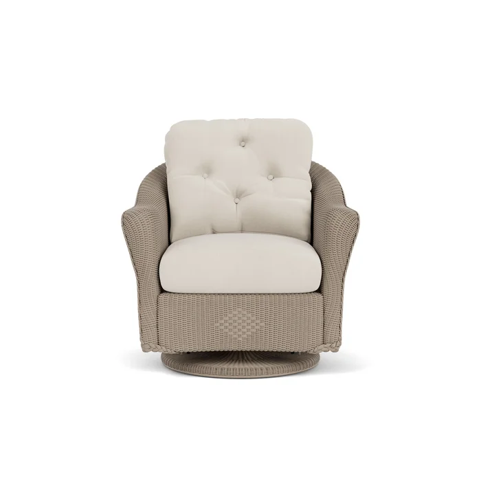 lloyd flanders reflections swivel glider lounge chair in french beige finish with decorline natural fabric grade a