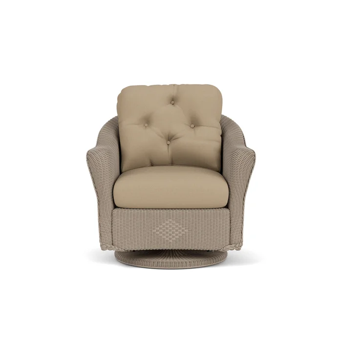 lloyd flanders reflections swivel glider lounge chair in french beige finish with fife sahara fabric grade b
