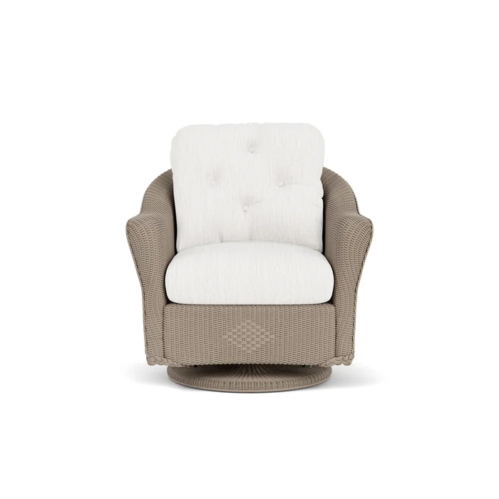 lloyd flanders reflections swivel glider lounge chair in french beige finish with friendly natural fabric grade b