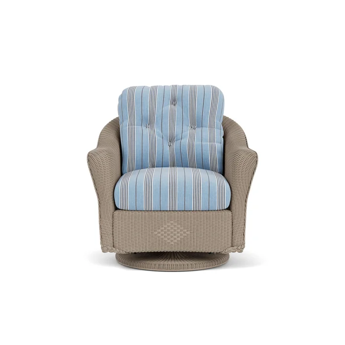 lloyd flanders reflections swivel glider lounge chair in french beige finish with hansen sky fabric grade b