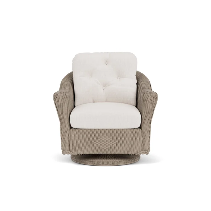 lloyd flanders reflections swivel glider lounge chair in french beige finish with reflections snow fabric grade b