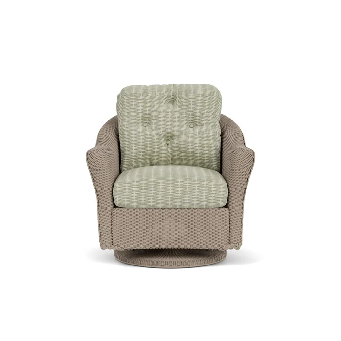 lloyd flanders reflections swivel glider lounge chair in french beige finish with romulo laurel fabric grade c
