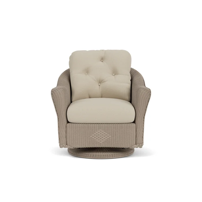 lloyd flanders reflections swivel glider lounge chair in french beige finish with rumba straw fabric grade a