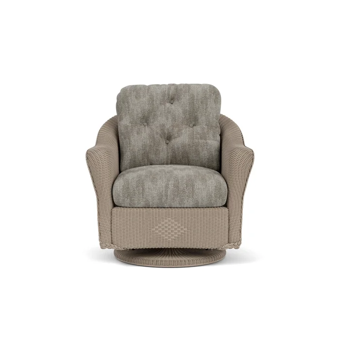 lloyd flanders reflections swivel glider lounge chair in french beige finish with surface slate fabric grade c