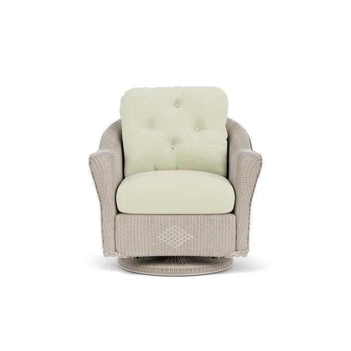 lloyd flanders reflections swivel glider lounge chair in linen finish with bamboo bay meadow fabric grade a