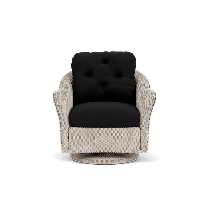 lloyd flanders reflections swivel glider lounge chair in linen finish with canvas black fabric grade a