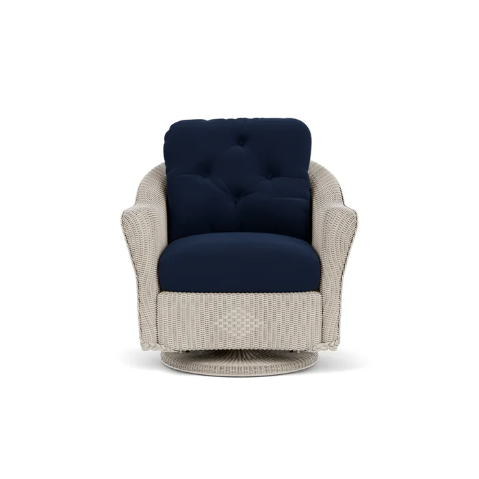 lloyd flanders reflections swivel glider lounge chair in linen finish with decorline navy fabric grade a