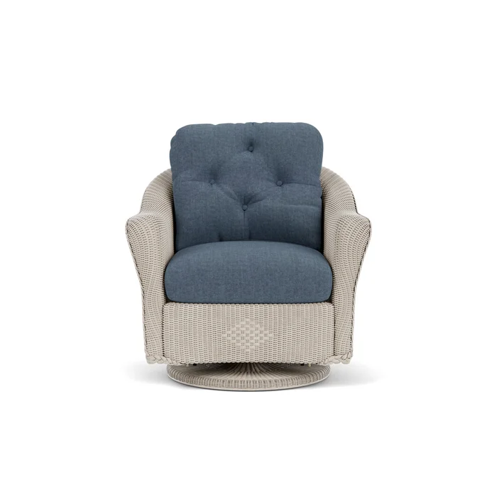 lloyd flanders reflections swivel glider lounge chair in linen finish with deluna aegean fabric grade b