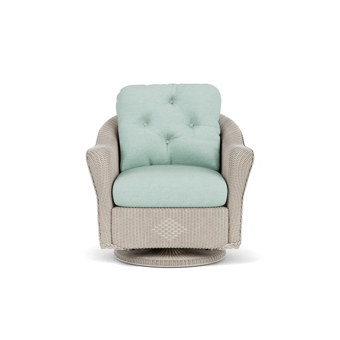 lloyd flanders reflections swivel glider lounge chair in linen finish with demo mist fabric grade b