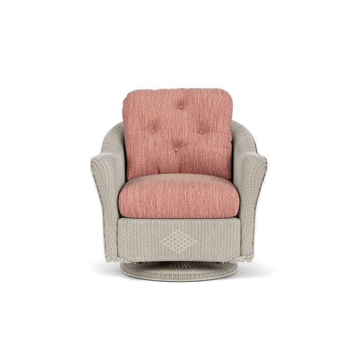 lloyd flanders reflections swivel glider lounge chair in linen finish with friendly carnival fabric grade b