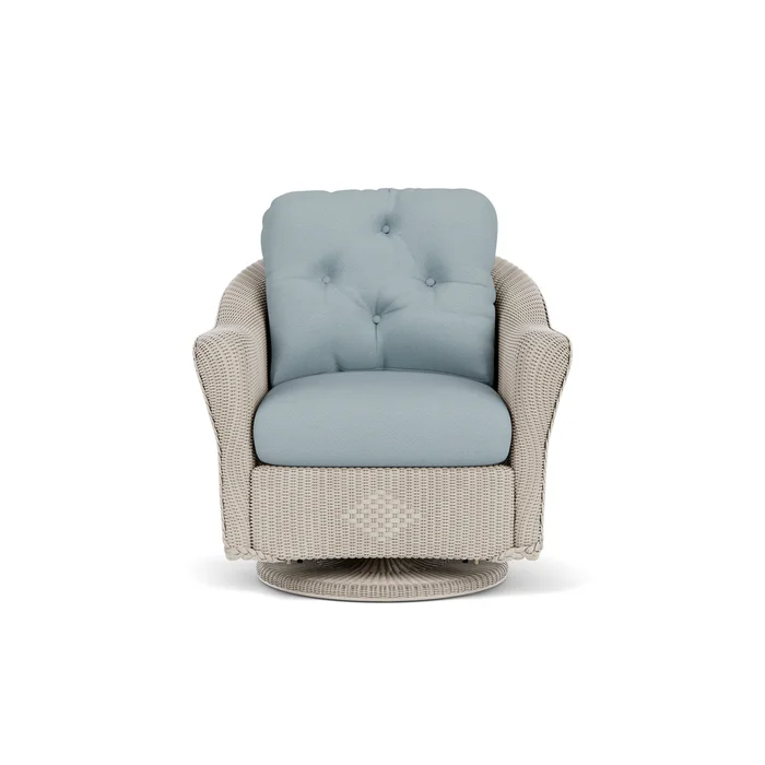 lloyd flanders reflections swivel glider lounge chair in linen finish with kadogo lake fabric grade b