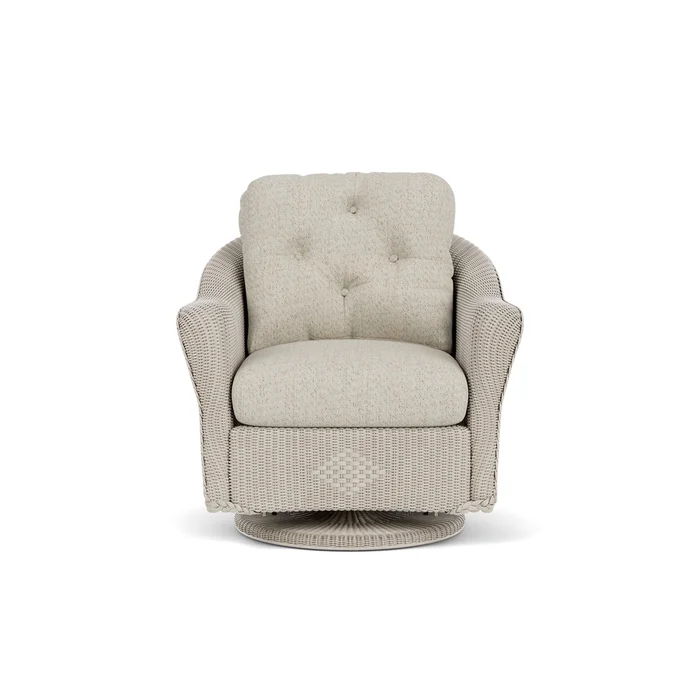 lloyd flanders reflections swivel glider lounge chair in linen finish with knotty mineral fabric grade c