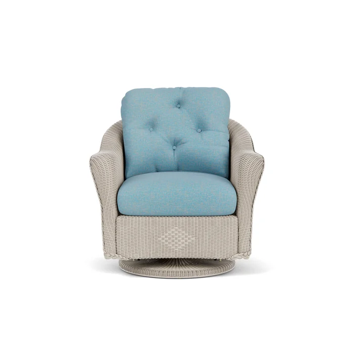 lloyd flanders reflections swivel glider lounge chair in linen finish with leeds light blue fabric grade a