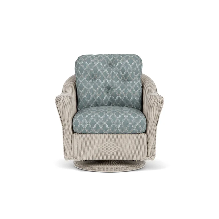 lloyd flanders reflections swivel glider lounge chair in linen finish with luna mist fabric grade c