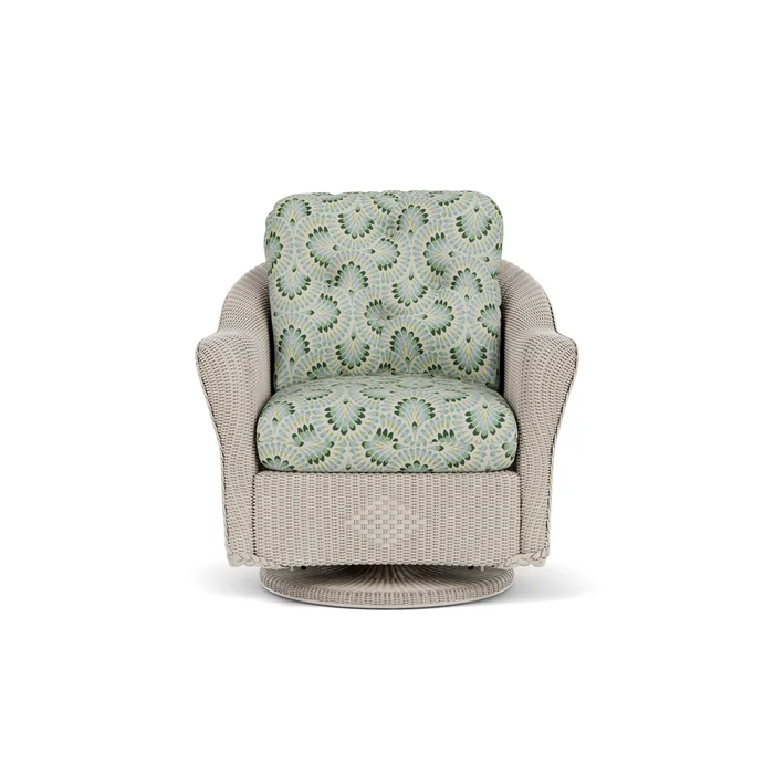 lloyd flanders reflections swivel glider lounge chair in linen finish with plume spring fabric grade c