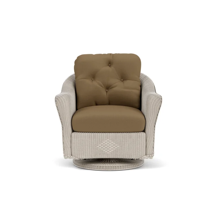 lloyd flanders reflections swivel glider lounge chair in linen finish with reflections straw fabric grade b