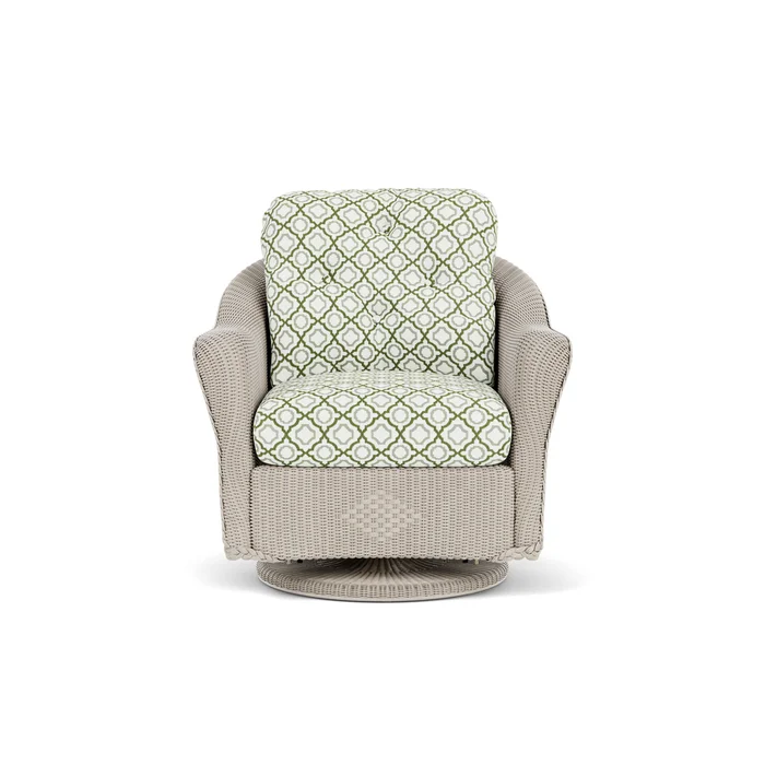 lloyd flanders reflections swivel glider lounge chair in linen finish with savannah green fabric grade b
