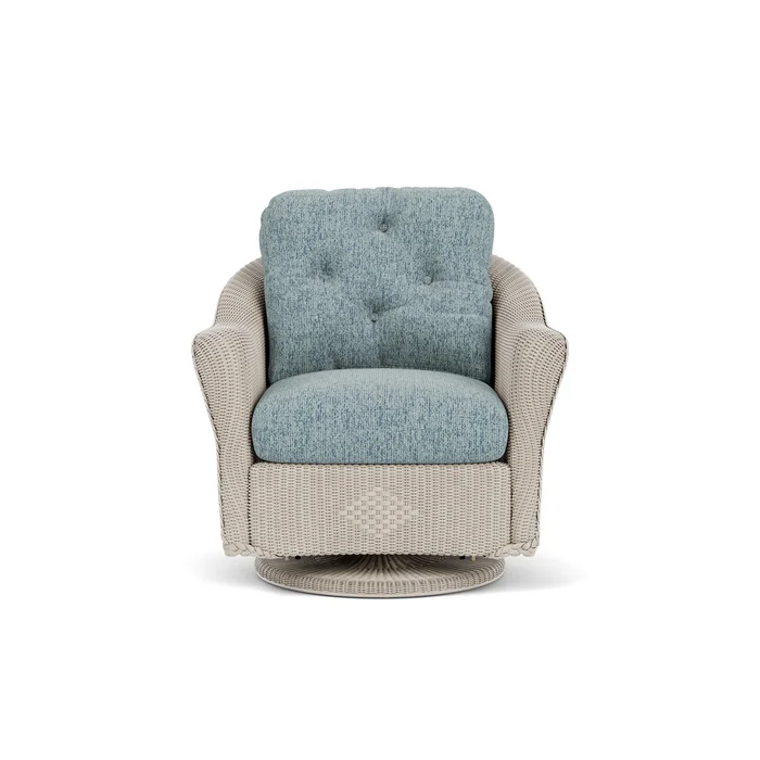 lloyd flanders reflections swivel glider lounge chair in linen finish with serene ocean fabric grade b