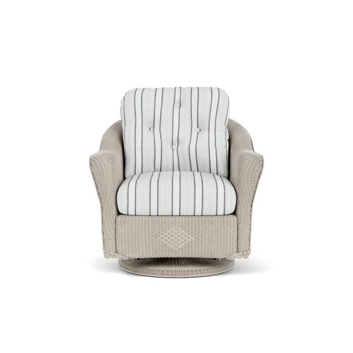 lloyd flanders reflections swivel glider lounge chair in linen finish with tamer fog fabric grade b