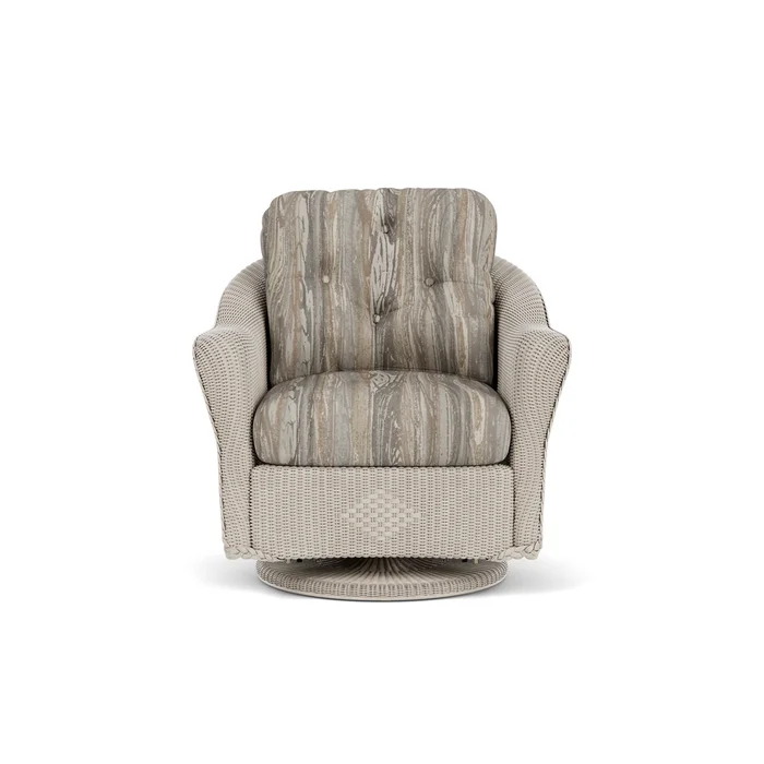 lloyd flanders reflections swivel glider lounge chair in linen finish with woodgrain ash fabric grade d