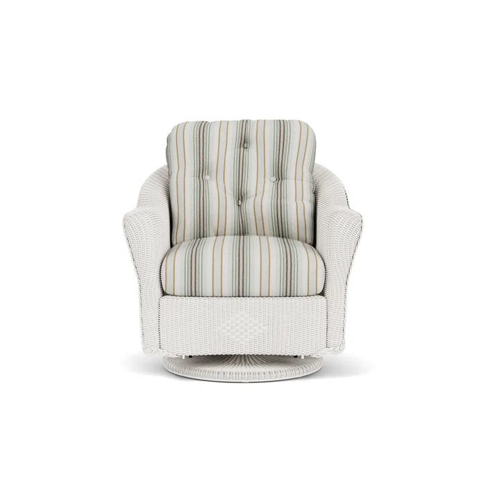 lloyd flanders reflections swivel glider lounge chair in white finish with jansen eucalyptus fabric grade a