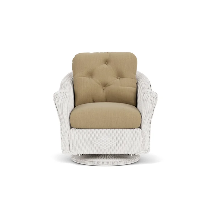 lloyd flanders reflections swivel glider lounge chair in white finish with loveboat saffron fabric grade a