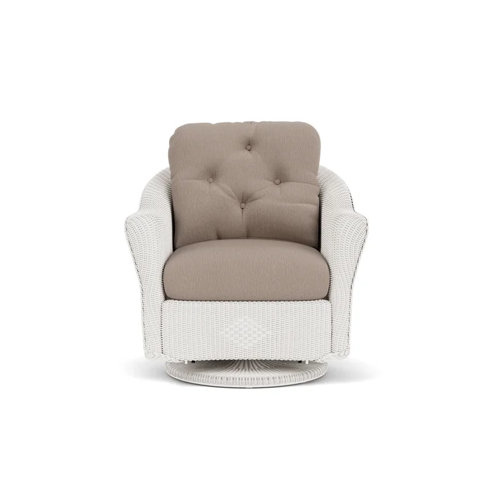 lloyd flanders reflections swivel glider lounge chair in white finish with remy pebble fabric grade b
