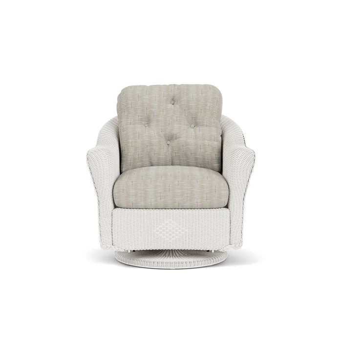 lloyd flanders reflections swivel glider lounge chair in white finish with romulo mineral fabric grade c