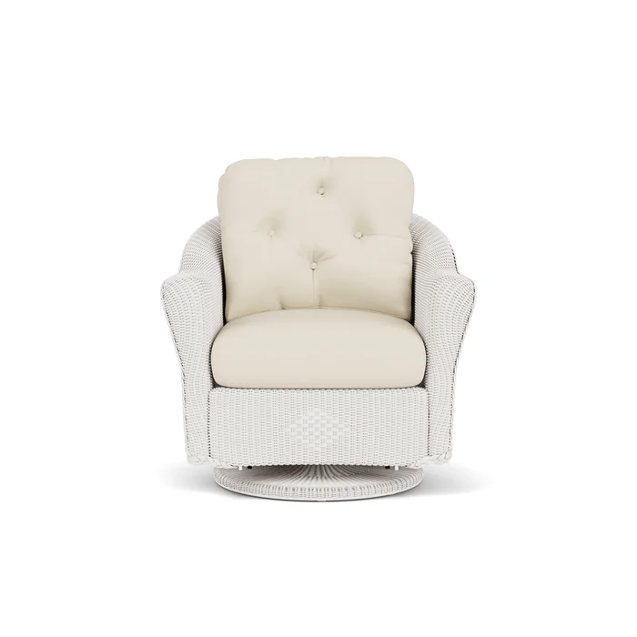 lloyd flanders reflections swivel glider lounge chair in white finish with sailcloth sailor fabric grade c