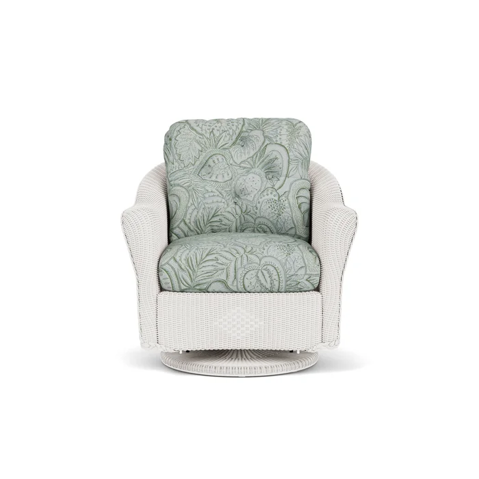 lloyd flanders reflections swivel glider lounge chair in white finish with sensibility spring fabric grade c