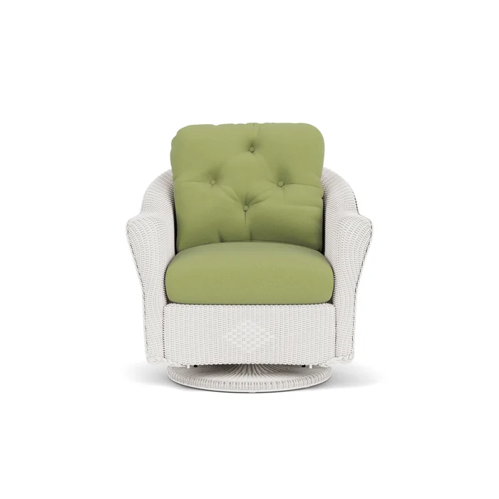 lloyd flanders reflections swivel glider lounge chair in white finish with unearth spring fabric grade c