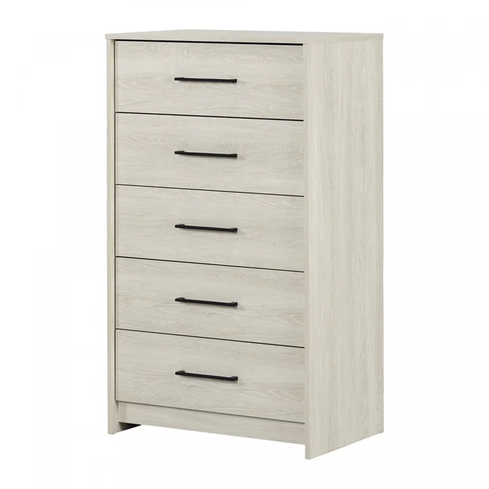 Londen 5-drawer Chest – Winter Oak | Commode verticale Londen 5tiroirs – chne hivernal