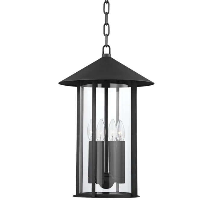 Long Beach Lantern 4-Light Outdoor LED in Textured Black 13L x 13W x 20H