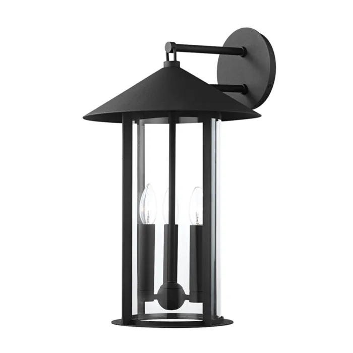 Long Beach Wall Sconce 3-Light Outdoor LED in Textured Black 13L x 13W x 21.75H